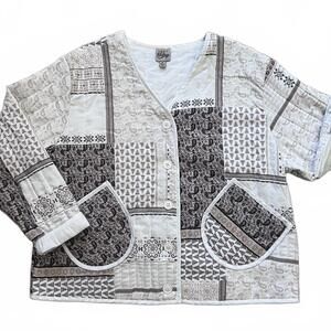 Como Vintage Women’s Quilted Patchwork Jacket White Neutral Size XL Boho Cottage